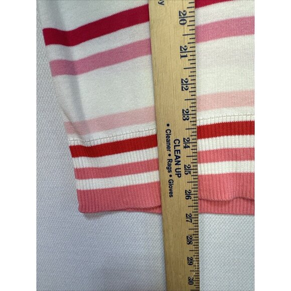Talbots Womens Knit Sweater Large Cream Pink Striped Short Sleeve Preppy - Picture 7 of 14